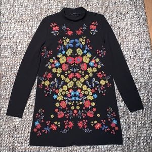 Zara Black Long Sleeve Shirt Dress